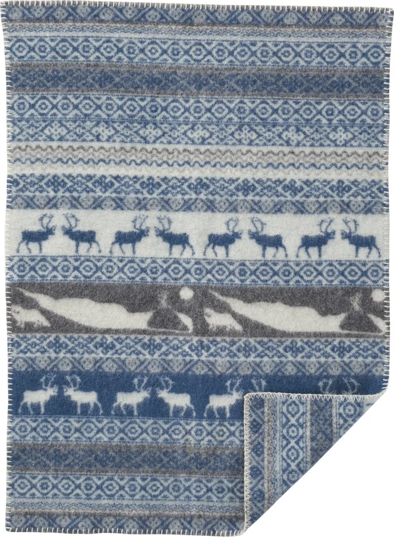 wiegdeken eco wol Sarek blauw / grijs by Klippan in Grey, Blue – product photo