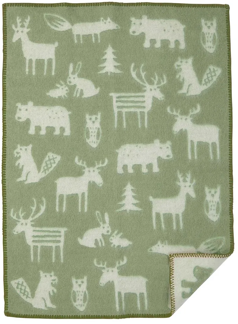 wiegdeken wol - Forest lime blossom -90x65cm by Klippan in Green – product photo