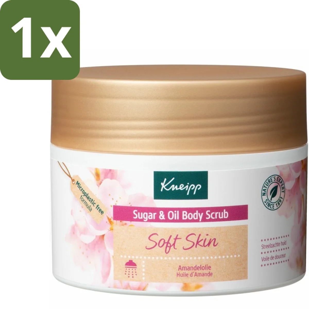 1 x Kneipp - Body scrub - Sugar & Oil - Soft Skin - Voor droge en gevoelige huid - 220 g - Body Scrub - Suiker Scrubb - Amandelolie - Droge Huid - Gevoelige Huid by Kneipp – product photo