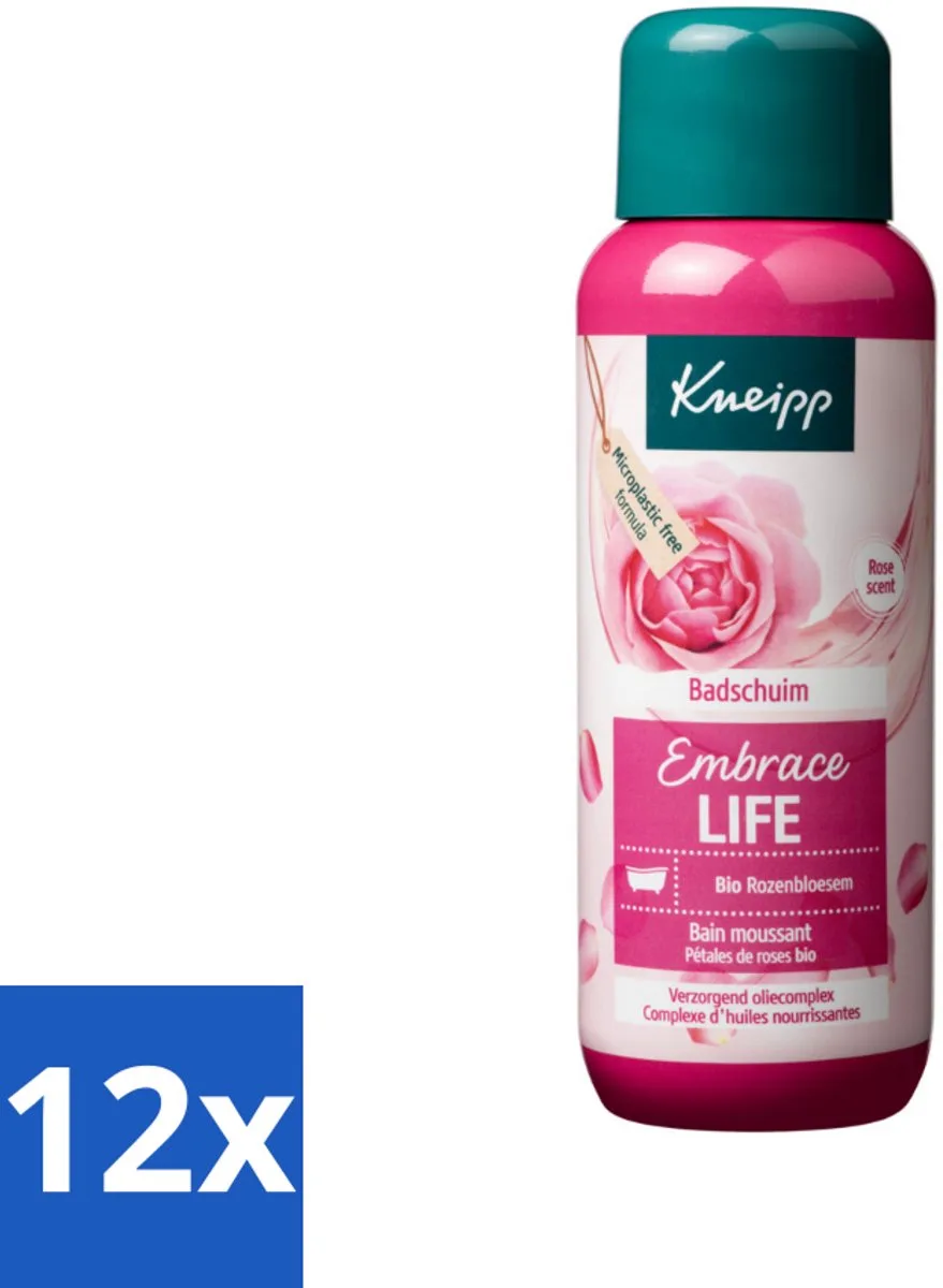 12 x Kneipp - Badschuim - Embrace Life - Anti-Aging verzorging - 400 ml - Badschuim - Anti-aging - Droge Huid - Rijpere Huid - Rozen van Kneipp – productfoto