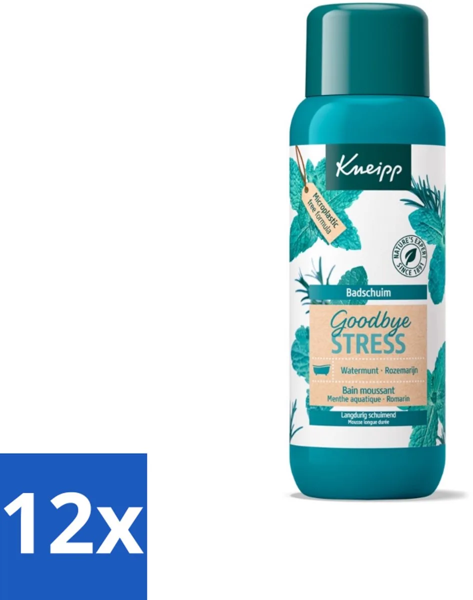 12 x Kneipp - Badschuim - Goodbye Stress - Watermunt & Rozemarijn - 400 ml - Badschuim - Ontspanning - Stressvermindering - Watermunt - Rozemarijn by Kneipp – product photo