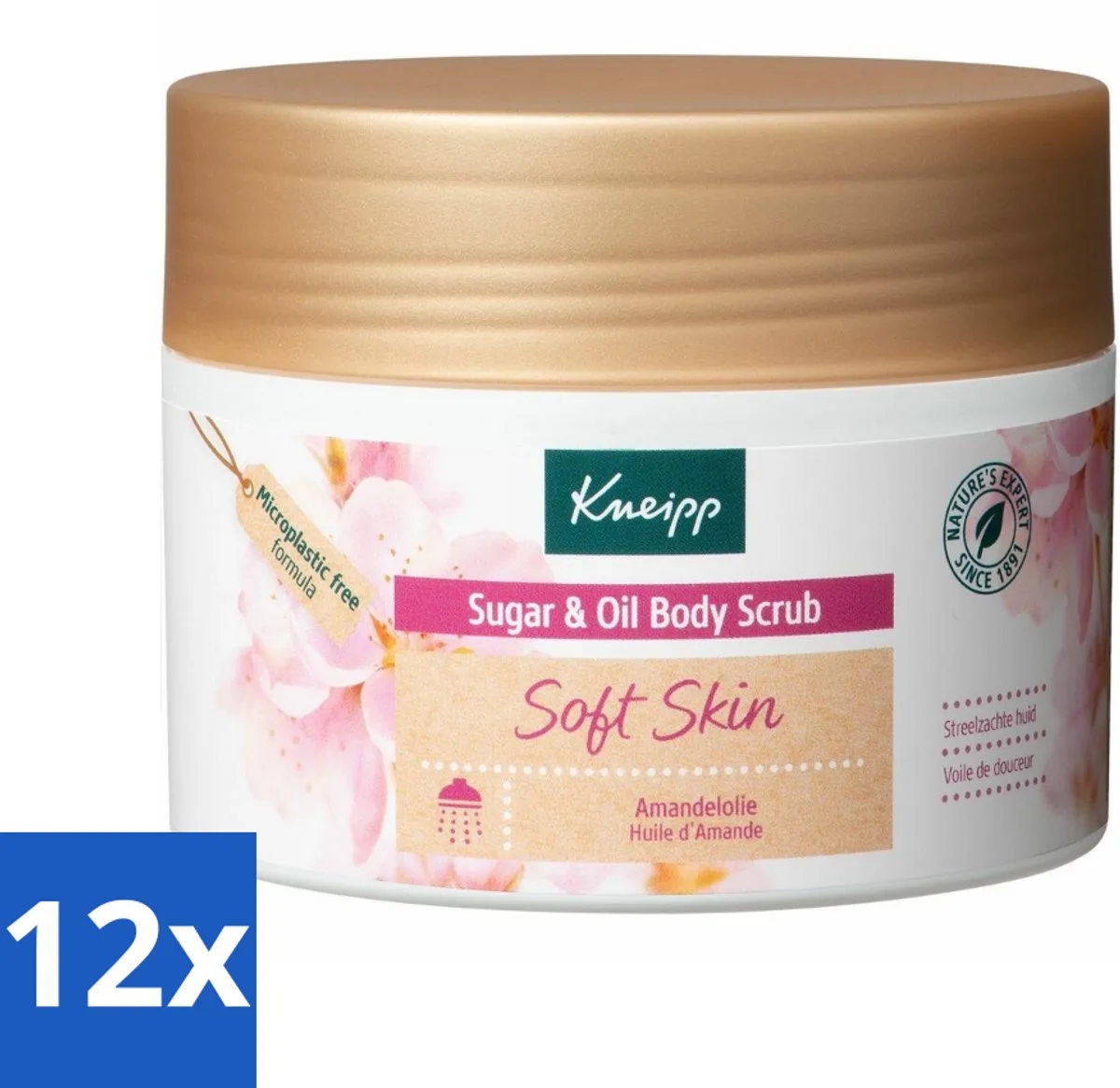 12 x Kneipp - Body scrub - Sugar & Oil - Soft Skin - Voor droge en gevoelige huid - 220 g - Lichaams Scrub - Suiker Scrub - Droge Huid - Gevoelige Huid - Verzorging de Kneipp – photo produit