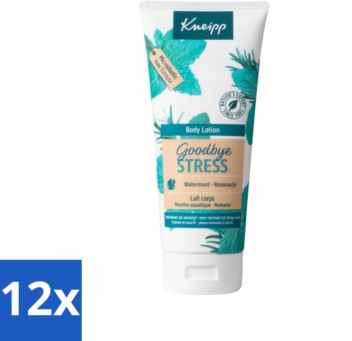 12 x Kneipp Bodylotion – Watermunt & Rozemarijn – 200 ml - Bodylotion - Stressvermindering - Watermunt - Rozemarijn - Verkwikkend de Kneipp – photo produit