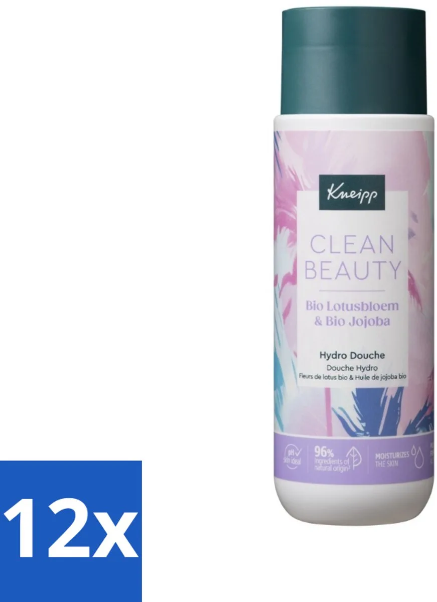 12 x Kneipp - Douchegel - Clean Beauty - Lotus & Jojoba - 200 ml - Douchegel - Biologische Douchegel - Lotusbloem - Jojoba - Natuurlijke Verzorging de Kneipp – photo produit