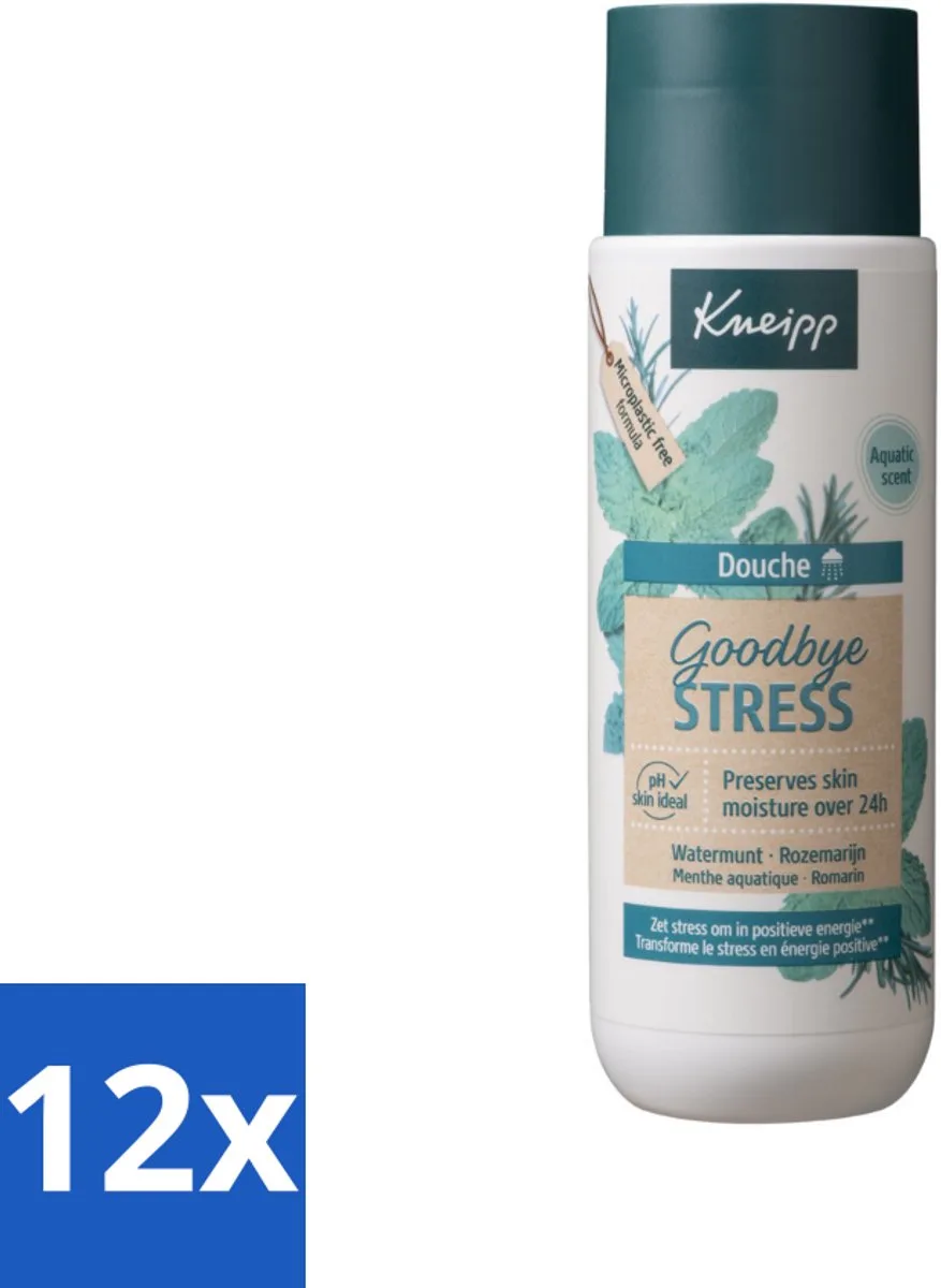 12 x Kneipp - Douchegel - Goodbye Stress - 200 ml - Douchegel - Stressvermindering - Ontspannen - Watermunt - Rozemarijn de Kneipp – photo produit