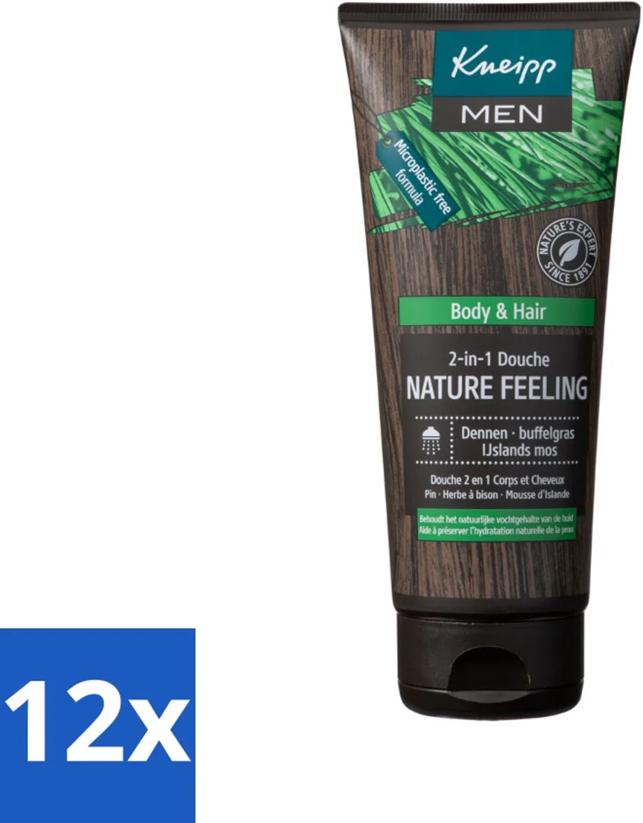 12 x Kneipp - Douchegel - Men - Nature Feeling - 2-in-1 - 200 ml - Douchegel - Mannen - Natuurlijke Verzorging - Dennenolie - Buffelgras de Kneipp – photo produit