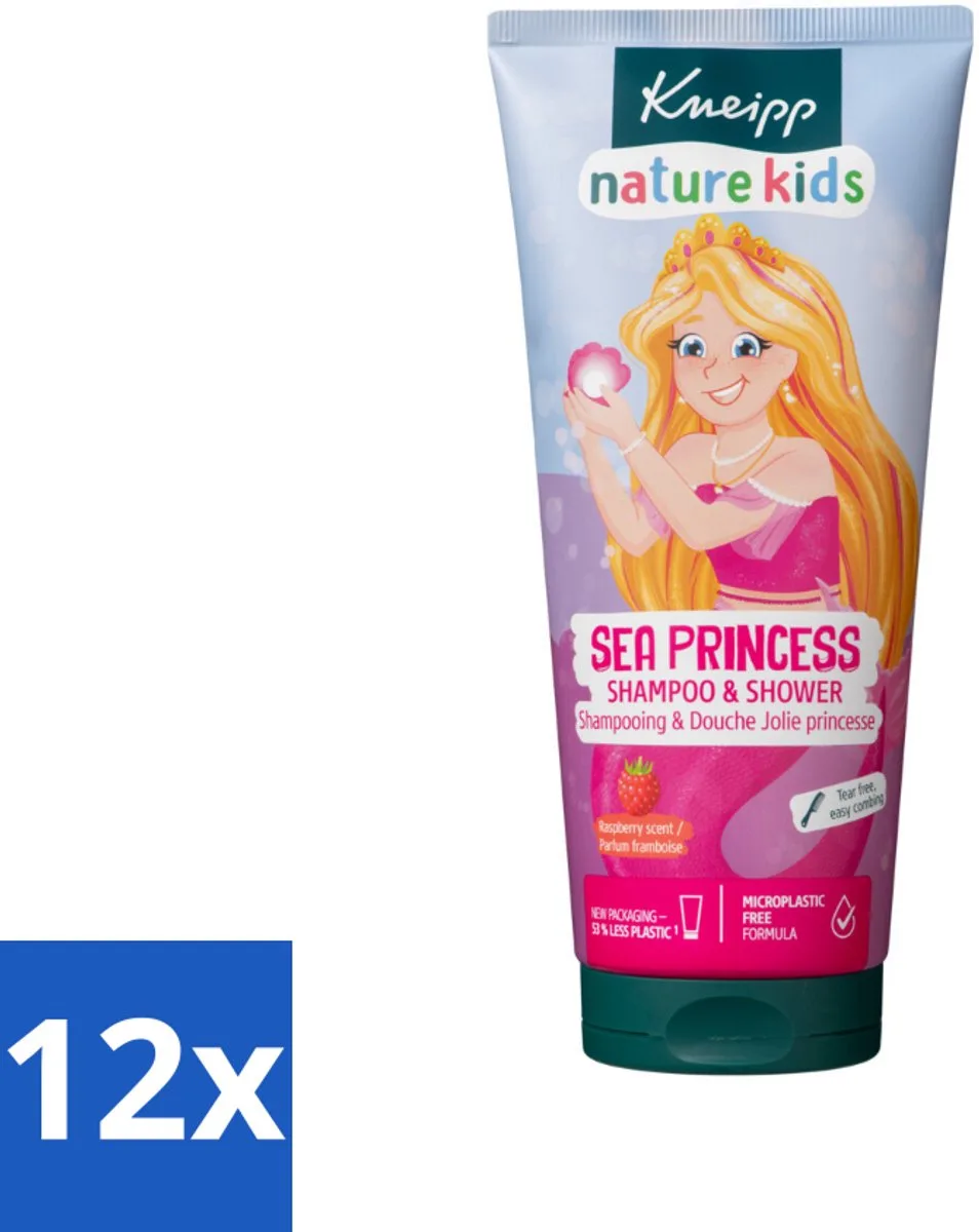 12 x Kneipp - Shampoo & Douche - Prinsessen - 200 ml - Kinder Shampoo - Kinder Douche - 2-in-1 Shampoo - Frambozengeur - Natuurlijke Shampoo fra Kneipp – produktbillede