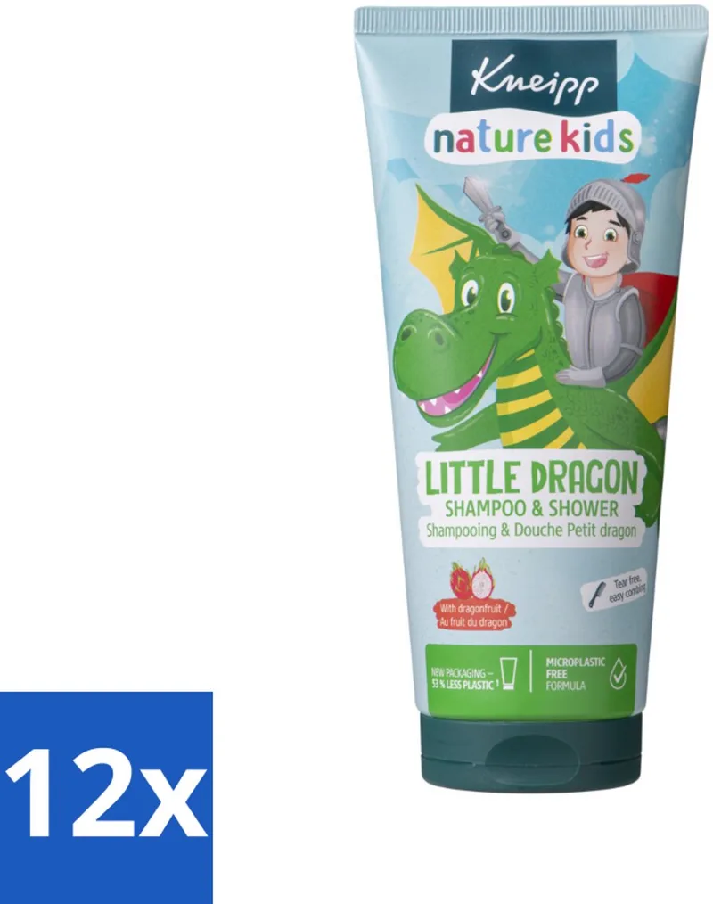 12 x Kneipp - Shampoo & Showergel - Little Dragon - 200 ml - Kinder Shampoo - Kinder Douchegel - 2-in-1 Shampoo - Zachte Shampoo - Dragonfruit Geur fra Kneipp – produktbillede