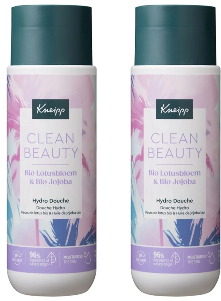 2 x Kneipp - Douchegel - Clean Beauty - Lotus & Jojoba - 200 ml - Douchegel - Biologische Douchegel - Lotusbloem - Jojoba - Natuurlijke Verzorging van Kneipp – productfoto