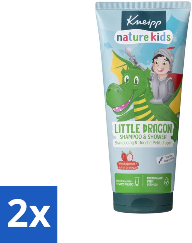 2 x Kneipp - Shampoo & Showergel - Little Dragon - 200 ml - Kinder Shampoo - Kinder Douchegel - 2-in-1 Shampoo - Zachte Shampoo - Dragonfruit Geur
