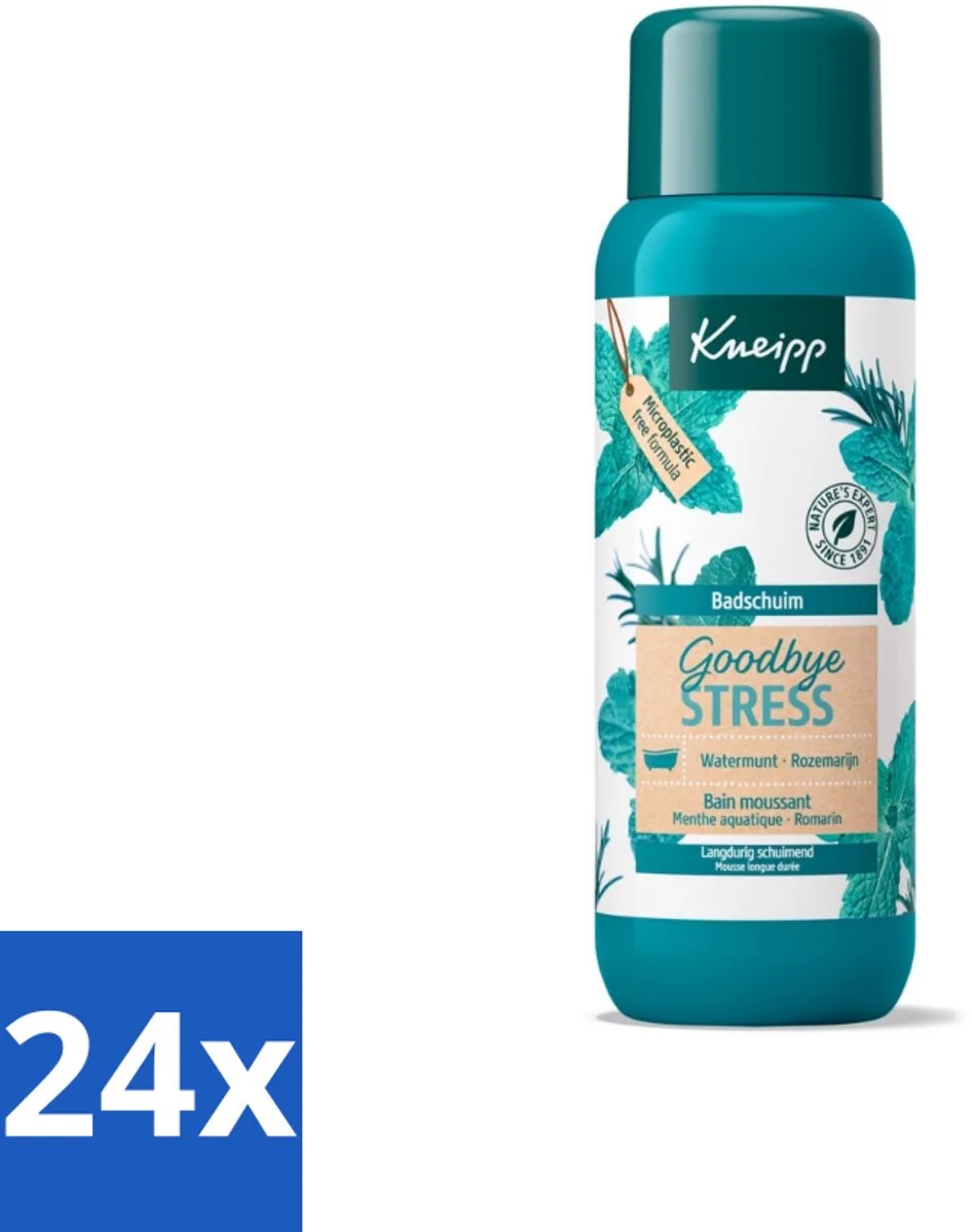 24 x Kneipp - Badschuim - Goodbye Stress - Watermunt & Rozemarijn - 400 ml - Badschuim - Ontspanning - Stressvermindering - Watermunt - Rozemarijn von Kneipp – Produktfoto