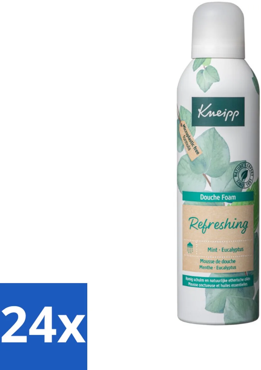 24 x Kneipp Douche Foam Refreshing Mint Eucalyptus 200 ml - Douchefoam - Mint En Eucalyptus - Natuurlijke Douchegel - Vegan Douchefoam - Verkwikkende Douche fra Kneipp – produktbillede