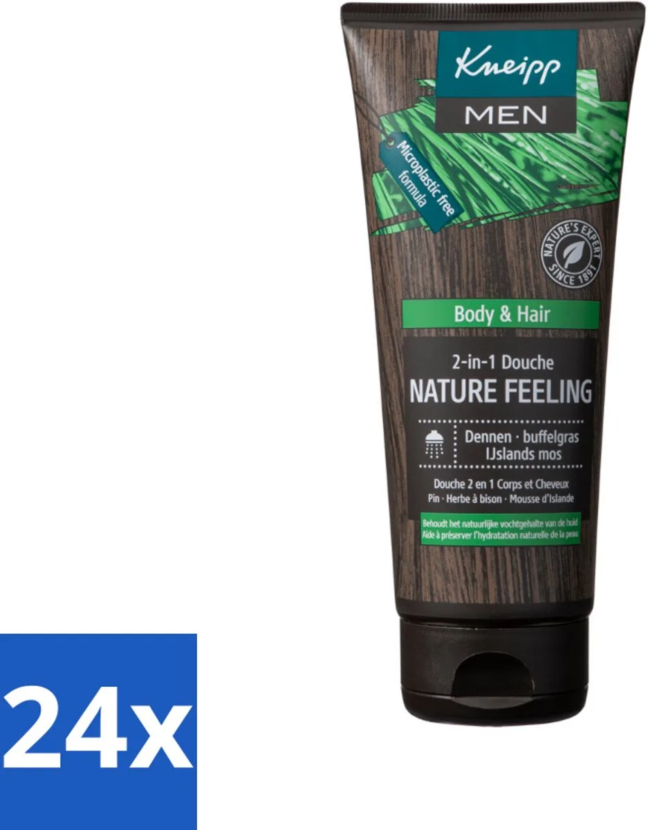 24 x Kneipp - Douchegel - Men - Nature Feeling - 2-in-1 - 200 ml - Douchegel - Mannen - Natuurlijke Verzorging - Dennenolie - Buffelgras van Kneipp – productfoto