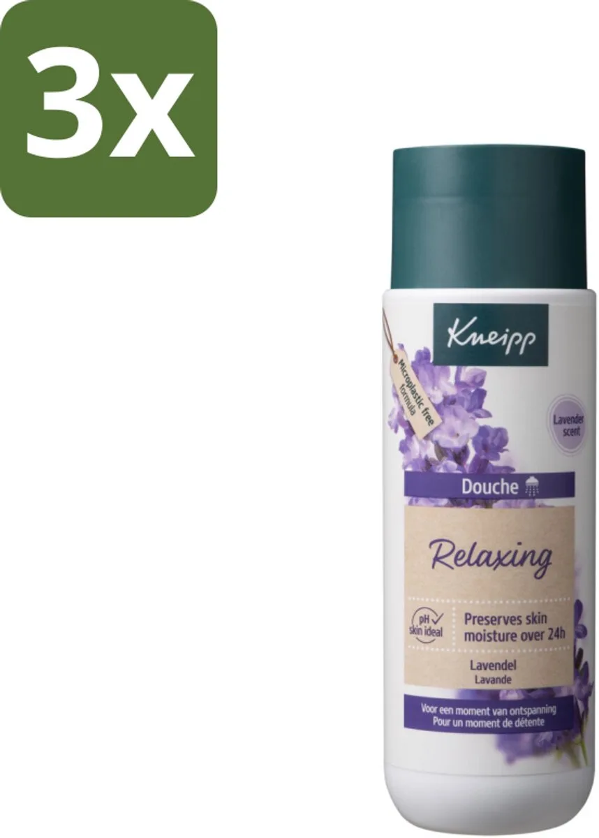3 x Kneipp Douche Relaxing 200 ml - Douchegel - Ontspannende Geur - Lavendel - Stress Verlichten - Huid Verzorging van Kneipp – productfoto