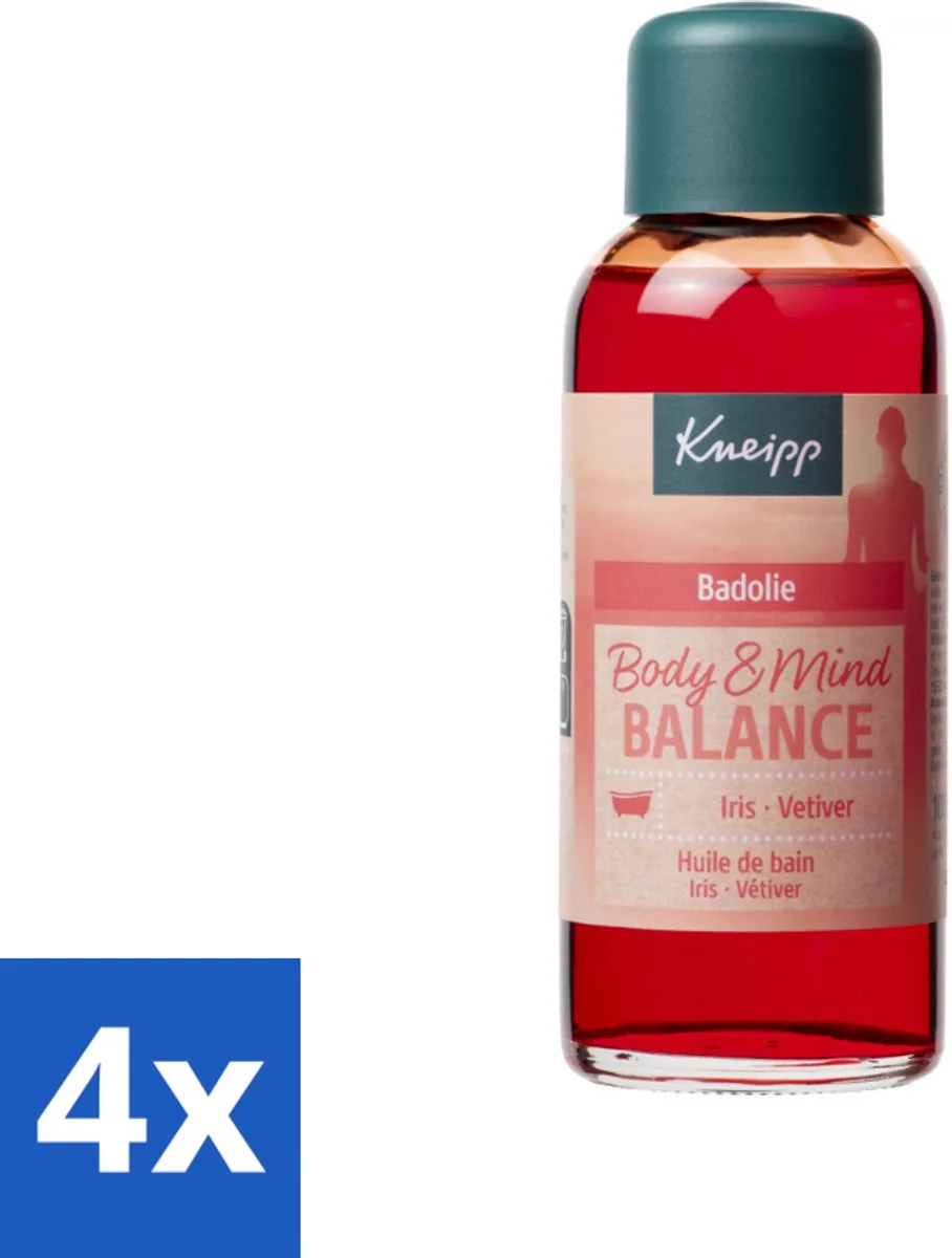 4 x Kneipp - Badolie - Body & Mind Balance - Iris & Vetiver - 100 ml - Badproduct - Badolie - Ontspanning - Stressvermindering - Aromatherapie de Kneipp – photo produit
