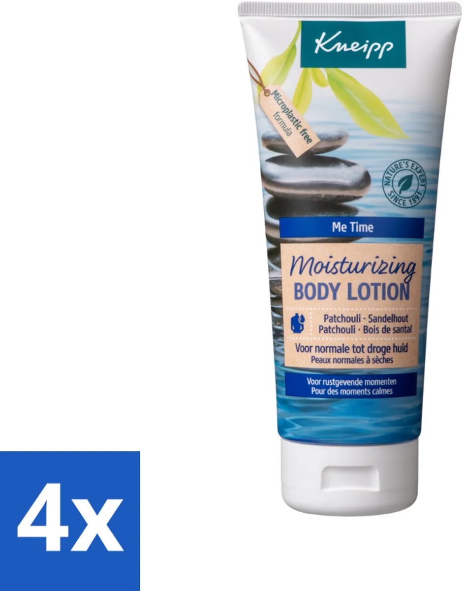 4 x Kneipp - Body lotion - Me‑Time - Patchouli & Sandelhout - 200 ml - Lichaamslotion - Hydraterende Lotion - Natuurlijke Verzorging - Patchouli - Sandelhout de Kneipp – photo produit
