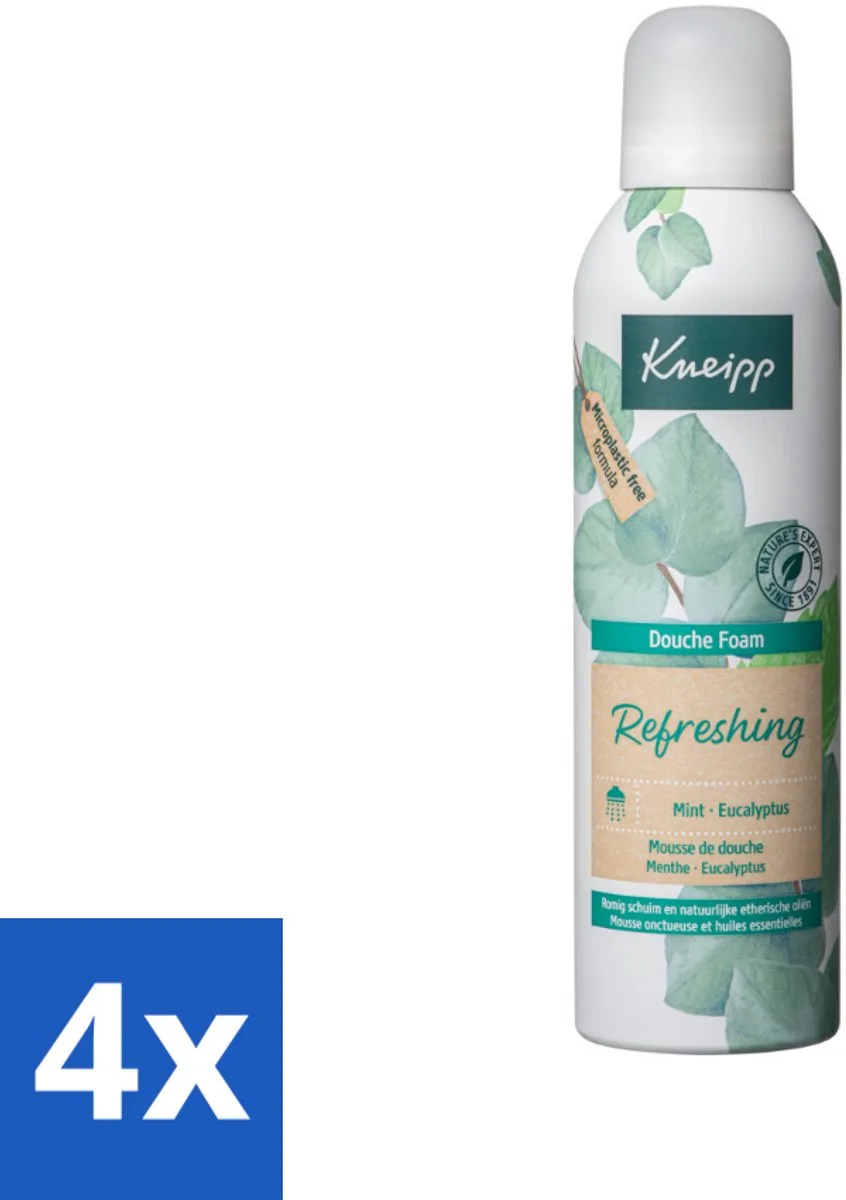 4 x Kneipp Douche Foam Refreshing Mint Eucalyptus 200 ml - Douchefoam - Mint En Eucalyptus - Natuurlijke Douchegel - Vegan Douchefoam - Verkwikkende Douche van Kneipp – productfoto