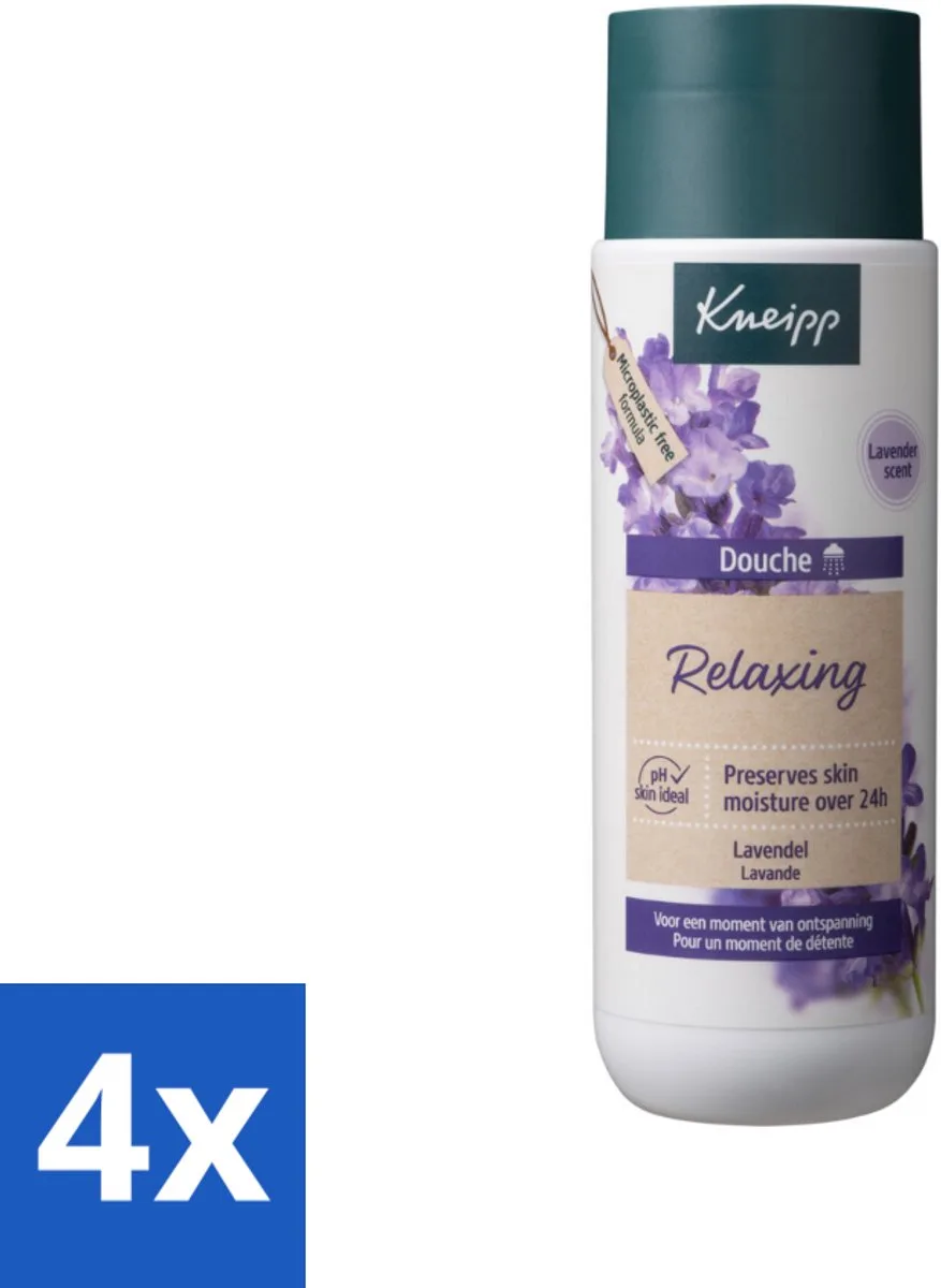 4 x Kneipp Douche Relaxing 200 ml - Douchegel - Ontspannende Geur - Lavendel - Stress Verlichten - Huid Verzorging van Kneipp – productfoto