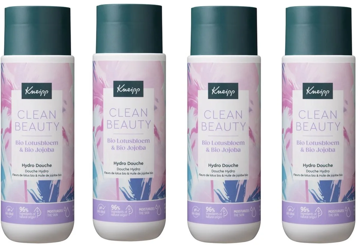 4 x Kneipp - Douchegel - Clean Beauty - Lotus & Jojoba - 200 ml - Douchegel - Biologische Douchegel - Lotusbloem - Jojoba - Natuurlijke Verzorging de Kneipp – photo produit