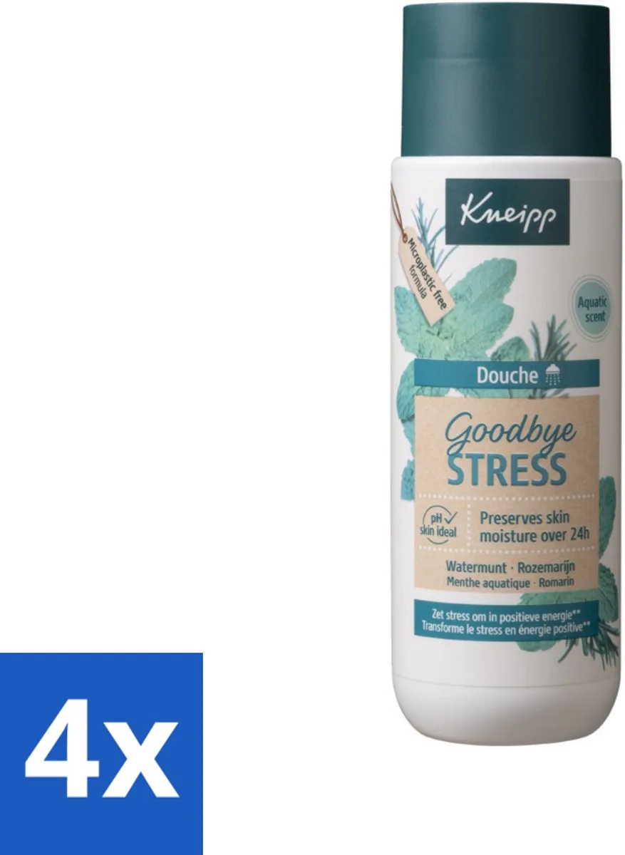 4 x Kneipp - Douchegel - Goodbye Stress - 200 ml - Douchegel - Stressvermindering - Ontspannen - Watermunt - Rozemarijn van Kneipp – productfoto