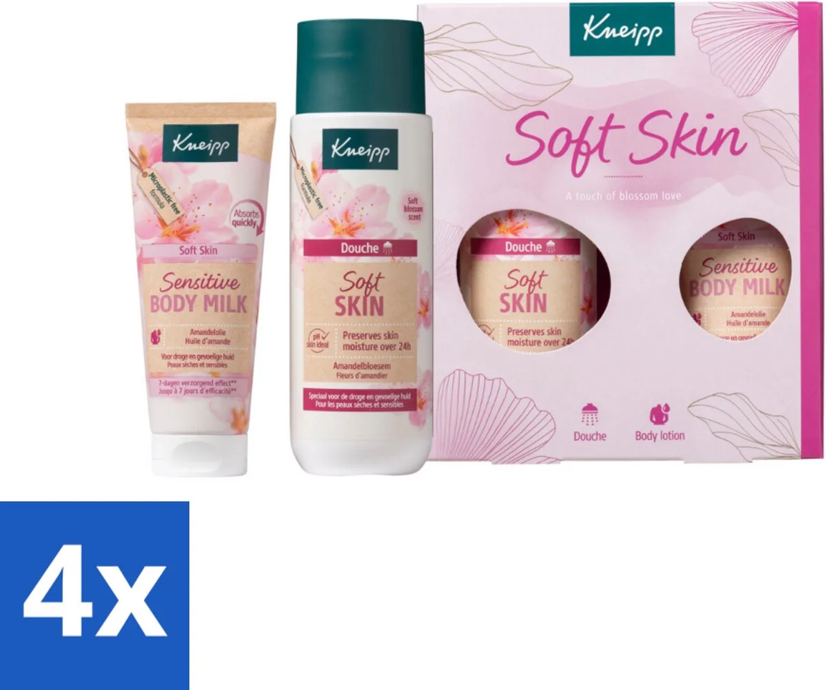 4 x Kneipp - Soft Skin Moments Geschenkset - Douchegel - Huidverzorging - Gevoelige Huid - Amandelbloesem - Amandelolie - Sheaboter fra Kneipp – produktbillede