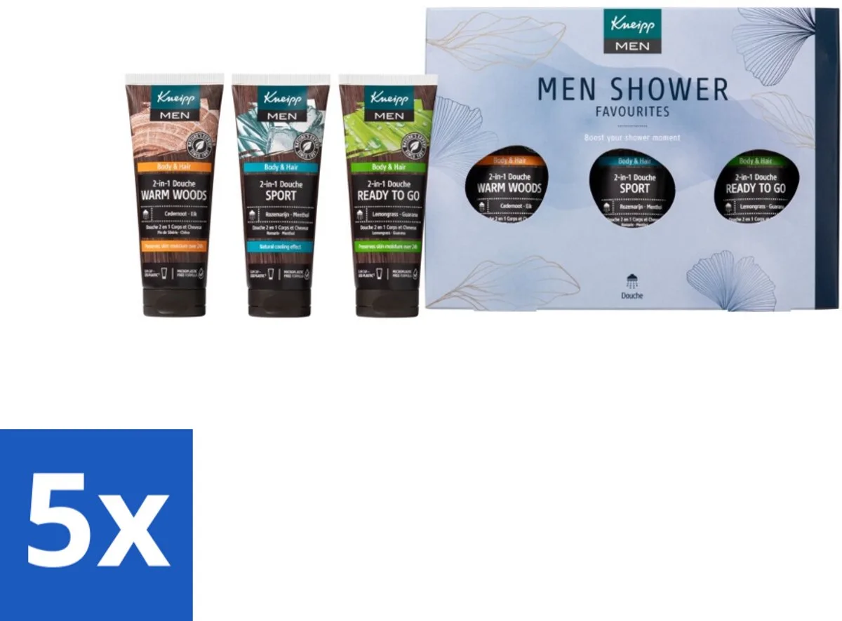 5 x Kneipp - Men Shower Favourites Geschenkset - Douchegel - 2-in-1 Douche - Mannelijke Huidverzorging - Natuurlijke Huidverzorging - Sportdouche van Kneipp – productfoto