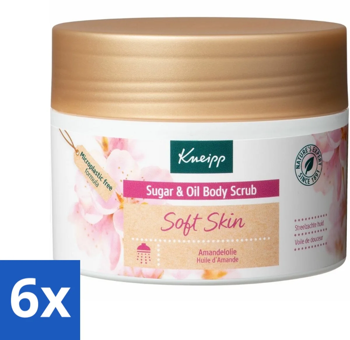 6 x Kneipp - Body scrub - Sugar & Oil - Soft Skin - Voor droge en gevoelige huid - 220 g - Lichaams Scrub - Suiker Scrub - Droge Huid - Gevoelige Huid - Verzorging de Kneipp – photo produit