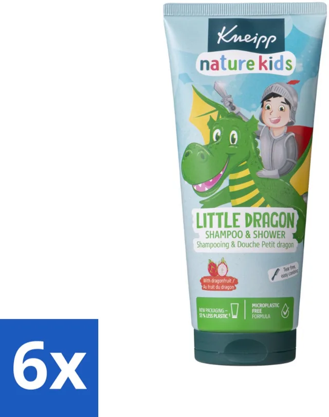 6 x Kneipp - Shampoo & Showergel - Little Dragon - 200 ml - Kinder Shampoo - Kinder Douchegel - 2-in-1 Shampoo - Zachte Shampoo - Dragonfruit Geur