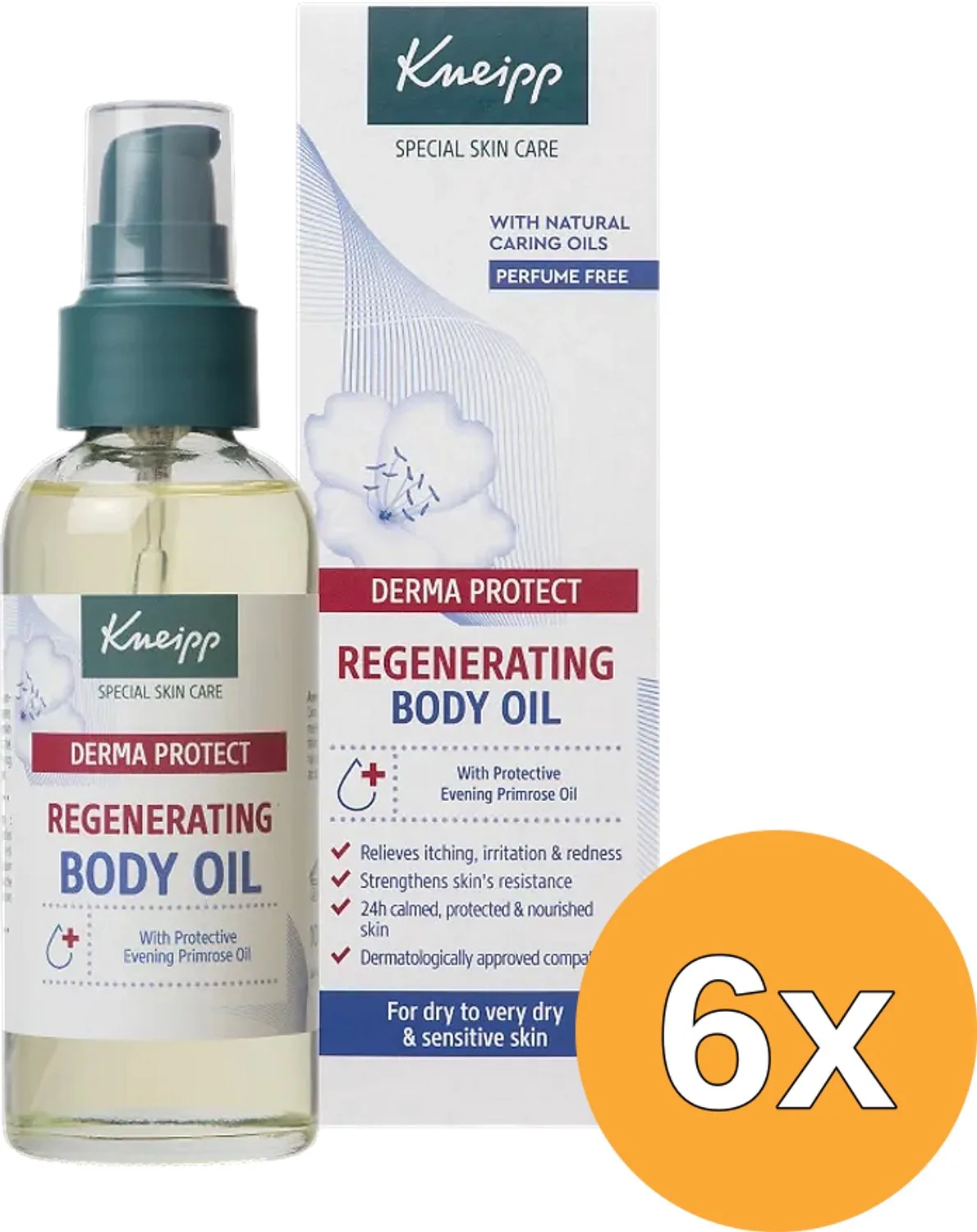 6x Kneipp Body Oil Derma Protect (Met Pompje) (6 x 100 ml) van Kneipp – productfoto