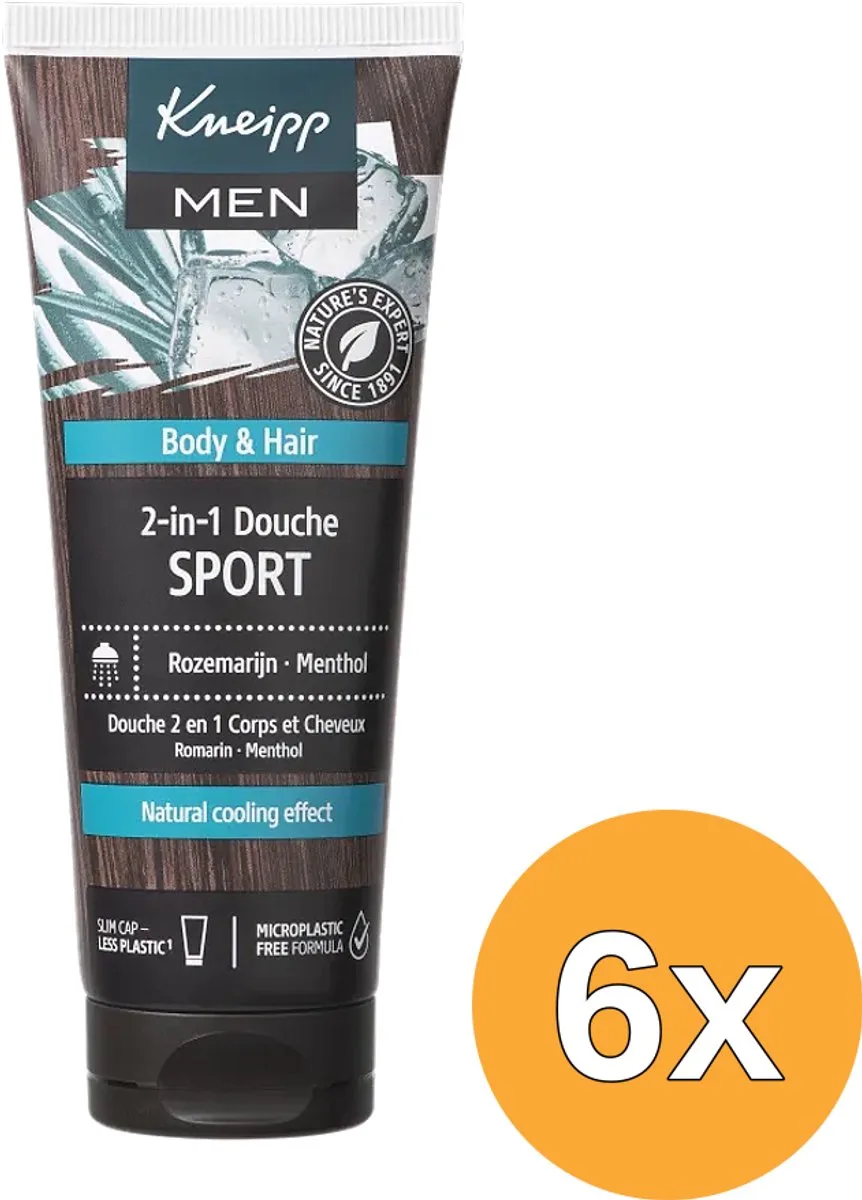 6x Kneipp Mini 2-in-1 Men Douchegel & Shampoo Sport (75 ml) van Kneipp – productfoto