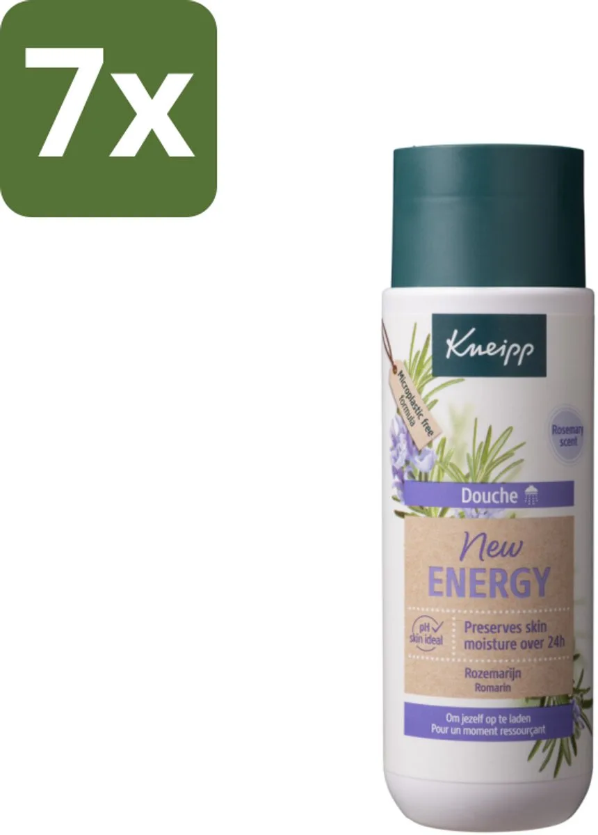 7 x Kneipp Douche New Energy 200 ml - Douchegel - Energie - Rozemarijn - Natuurlijke Geur - Zeepvrije Douche fra Kneipp – produktbillede