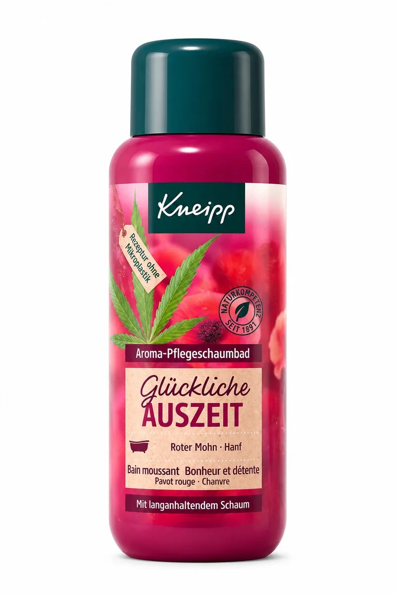 Aroma Care Schuimbad Happy Break – Verzorgend Badschuim met Verfrissende Geur – Rijk Schuim voor een Ontspannend Badmoment van Kneipp – productfoto