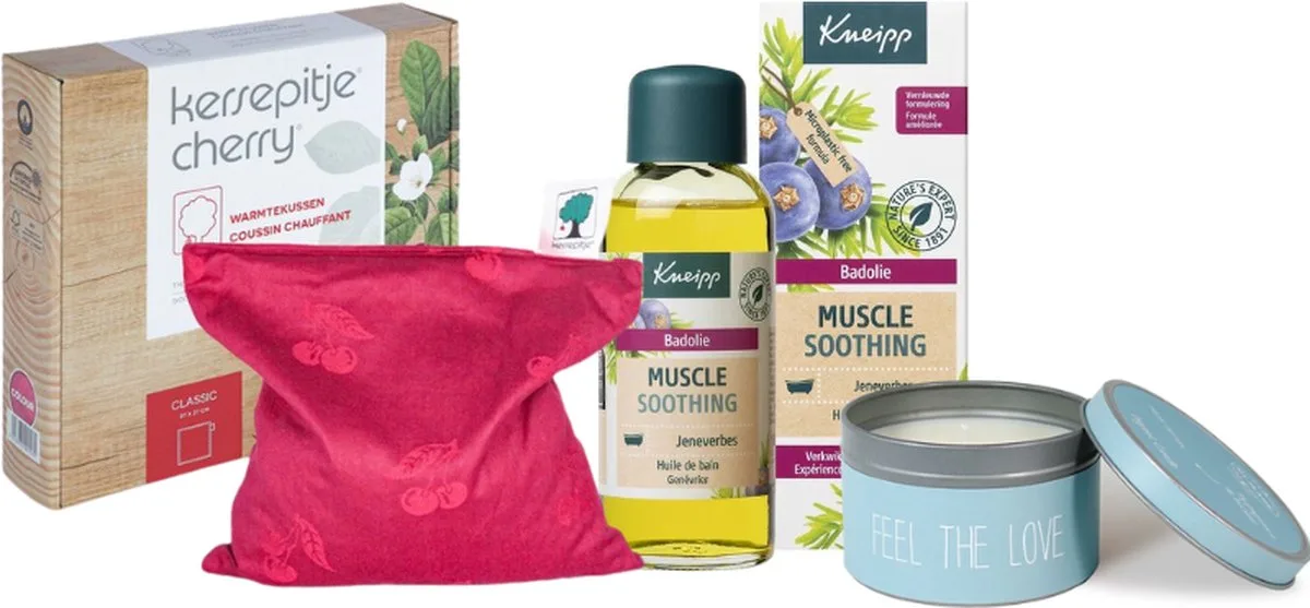 Cadeauset Bad, Kaars & Kersepitje Warmtekussen fra Kneipp – produktbillede