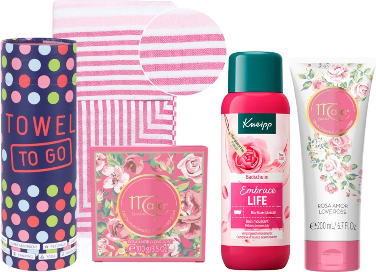 Cadeauset Embrace Life, Maja Rose Love & Hammam - Maja Love Rose Soap 100g - Maja Love Rose Body Lotion 200ml de Kneipp – photo produit