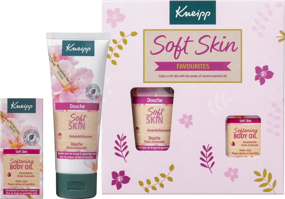 Geschenkset - Soft Skin Favourites - Amandelbloesem - Giftset - Cadeauverpakking - Douchegel + Huidolie - 1 st - 200 ml + 20 ml van Kneipp – productfoto