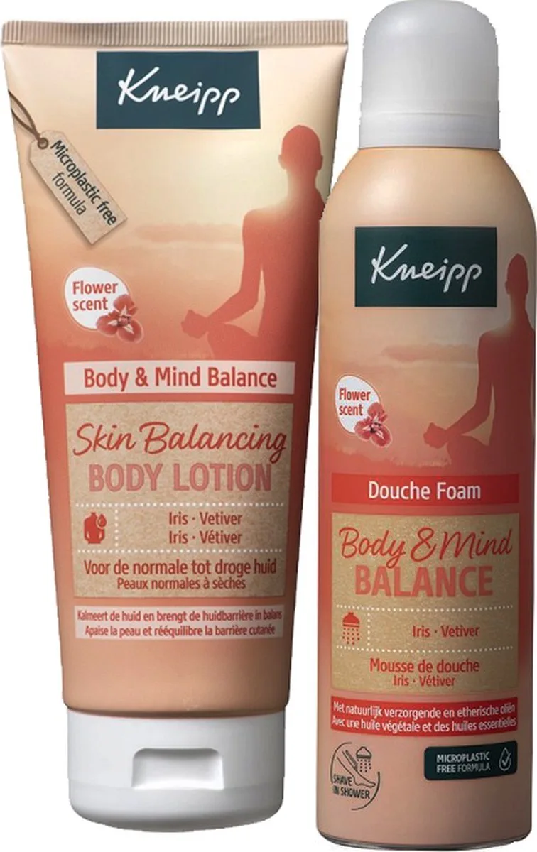 Geschenktasje met Kneipp Douche foam 200ml en Body lotion 200ml- Body&mind van Kneipp – productfoto