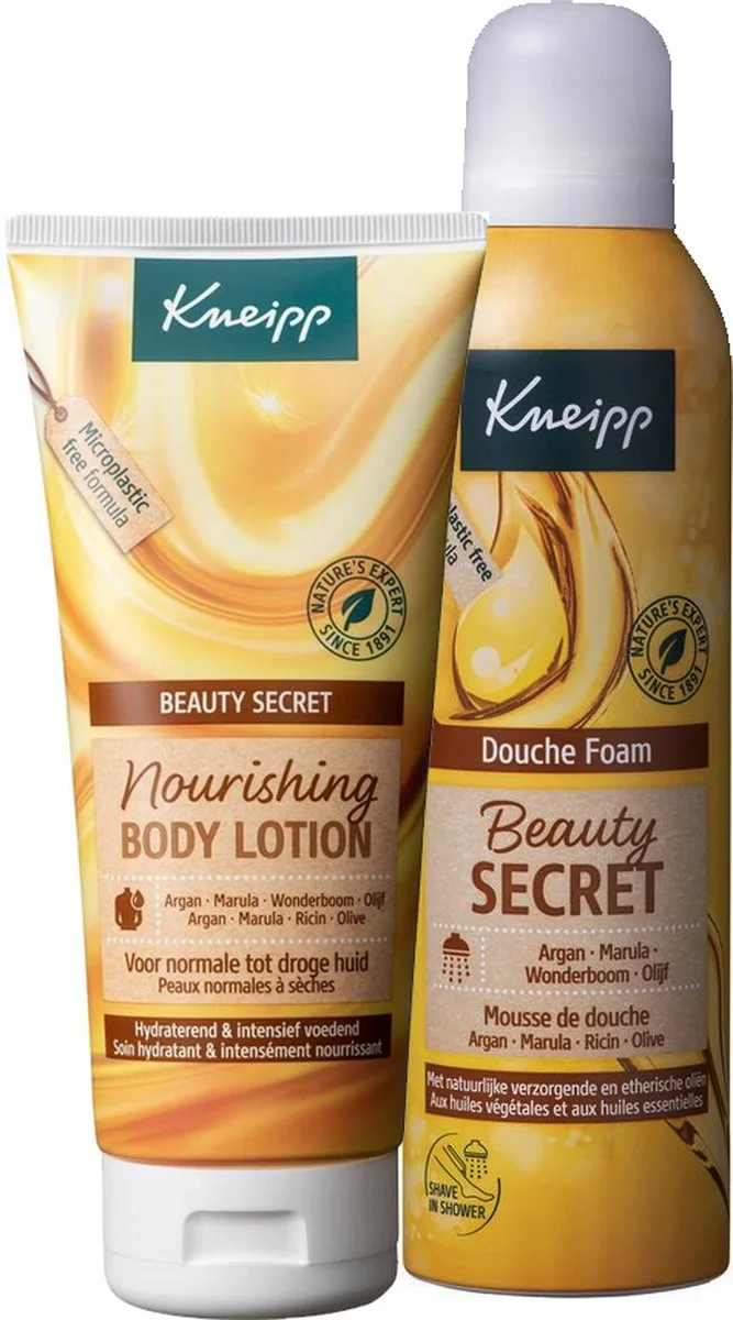 Geschenktasje met Kneipp Douche foam 200ml en Body lotion- Beauty Secret 200ml van Kneipp – productfoto