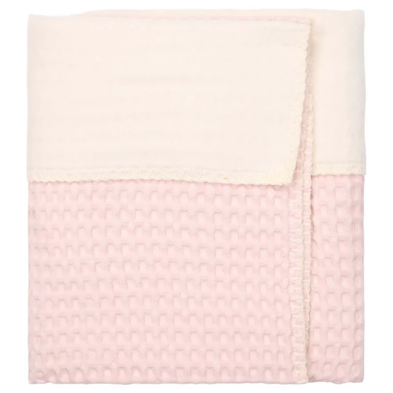 Amsterdam Wafel Wiegdeken - Maat 100 x 75 - Cotton Fleece - Candy de Koeka en Rose – photo produit 2 sur 3