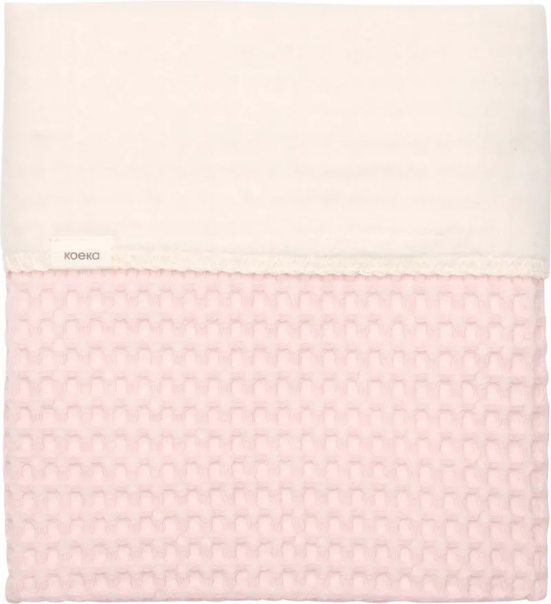 ledikantdeken cotton fleece wafel Amsterdam cotton candy 100x150 by Koeka in Pink – product photo