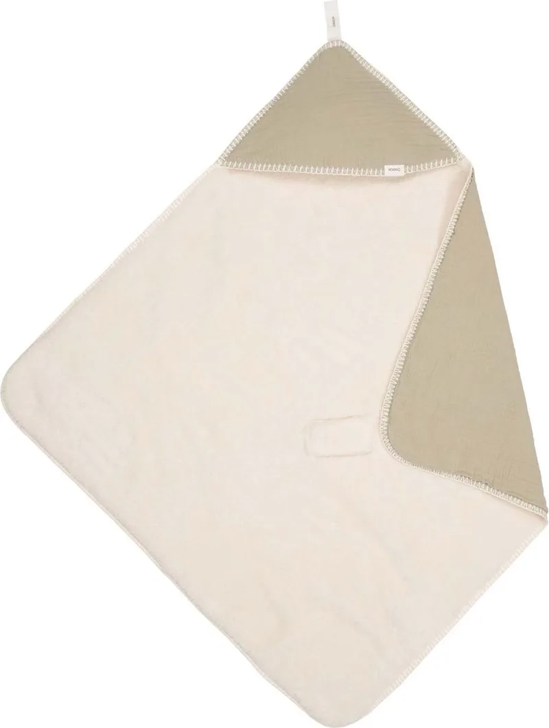 omslagdoek met teddy - Faro - sage - 100x100 fra Koeka i Grøn – produktbillede