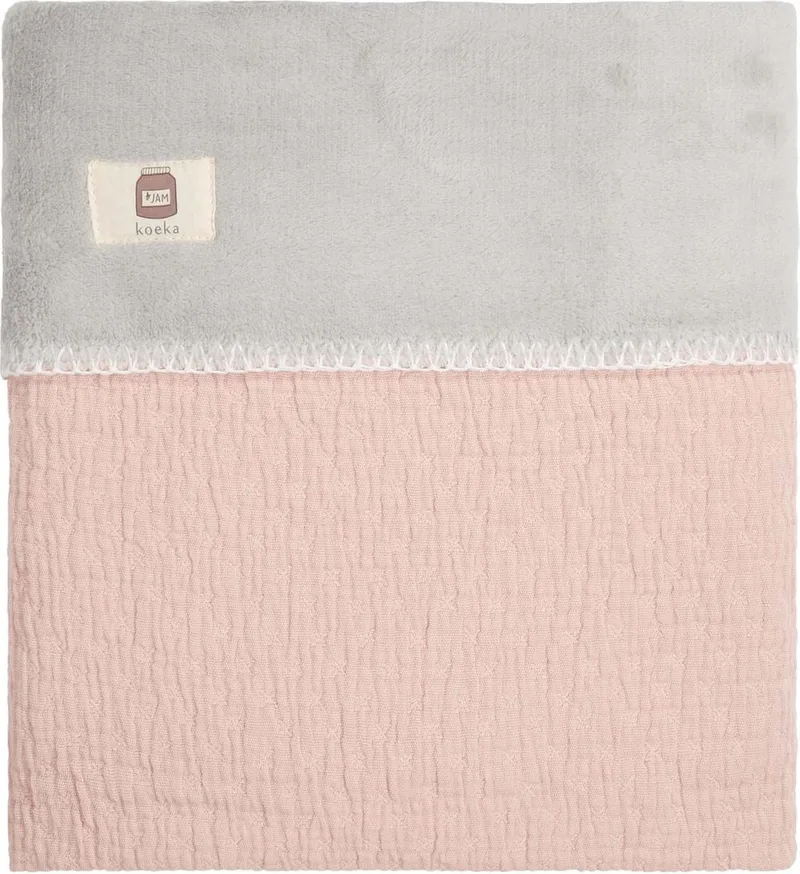 Wiegdeken Elba Teddy - dusty pink/silver grey 75x100cm by Koeka in Pink – product photo