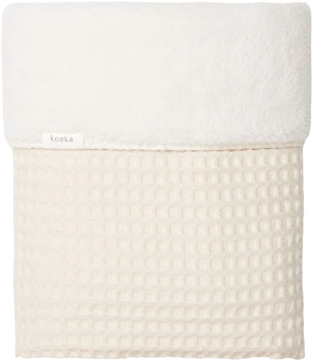 wiegdeken wafel/teddy Oslo - natural/pebble - 75x100 de Koeka en Naturel, Blanc – photo produit