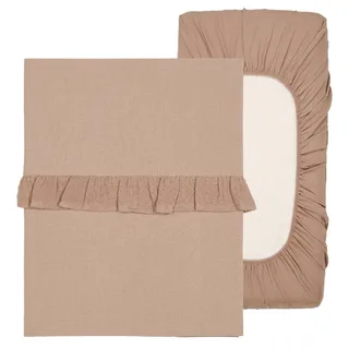 wieglaken en hoeslaken set ruffle Faro - caffe från Koeka i Brun – produktbild 2 av 3