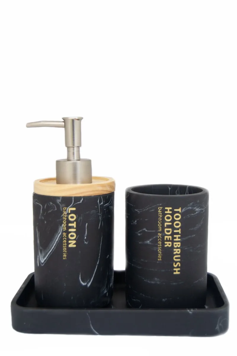 5Five Badkamerset Léa - Zeeppomp / Beker / Schaaltje - Zwart by Konges Sløjd – product photo