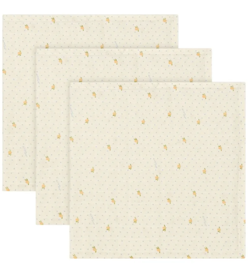 Hydrofiele Doek - 3-pack - 65x65 cm - Lemon Dot van Konges Sløjd – productfoto