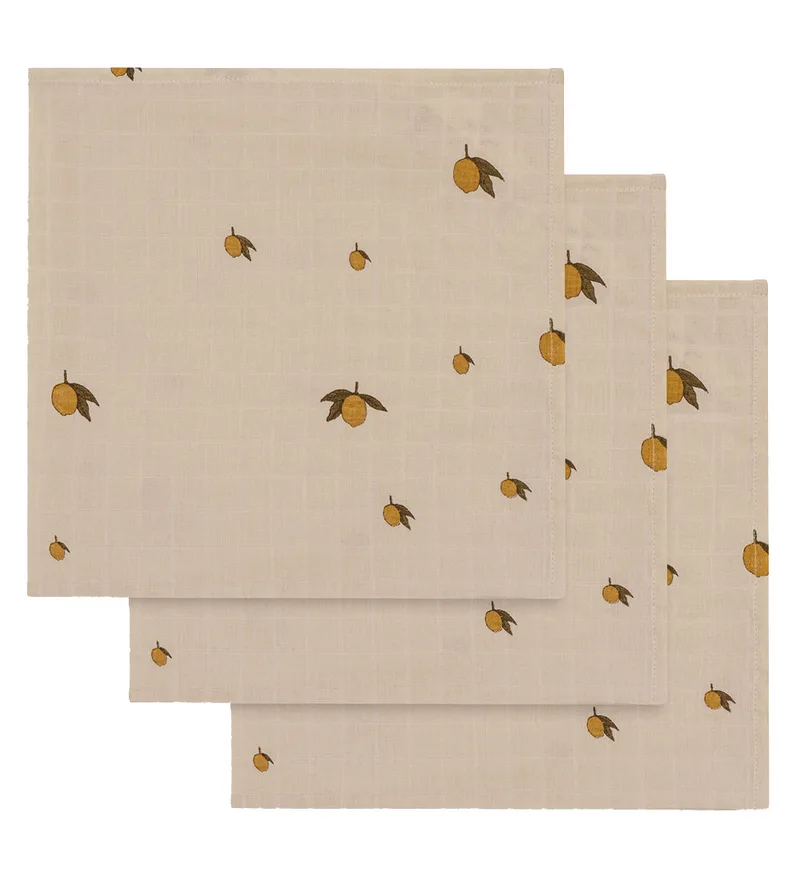 Hydrofiele Doek - 65x65 cm - 3-pack - Lemon van Konges Sløjd – productfoto