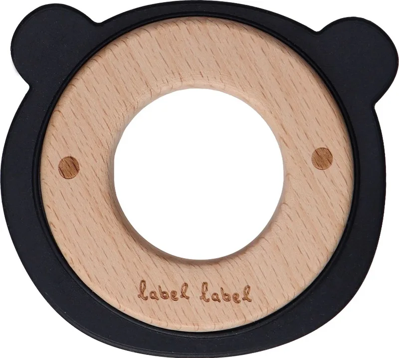 Beer Zwart Hout & Silicone Bijtring LLST-15065 de Label Label en Naturel, Noir – photo produit