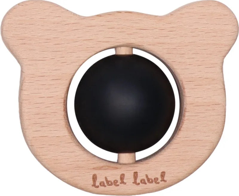 Beer Zwart Hout & Silicone Bijtspeeltje LLST-15287 by Label Label in Natural, Black – product photo