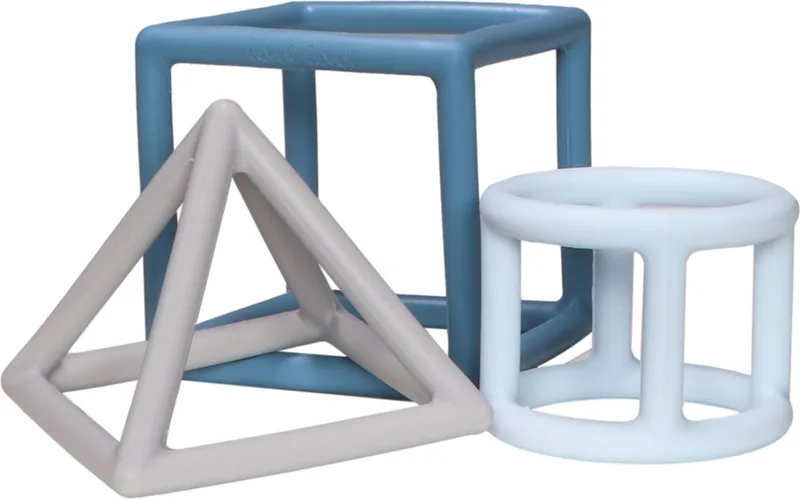 Blauw 3 stuks Geometrische Silicone Bijtringen LLST-15300 van Label Label in Blauw, Grijs – productfoto