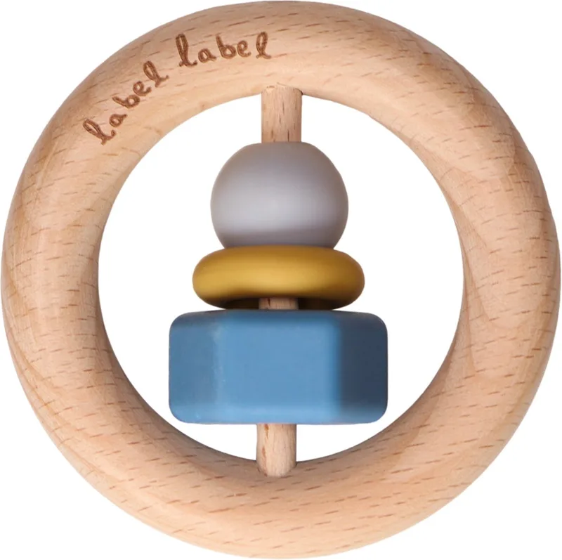 Blauw Hout & Silicone Bijtring LLST-15133 de Label Label en Bleu, Naturel – photo produit